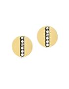 Cole Haan 12k Gold-plated Round Pave Bar Stud Earrings