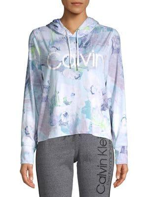 Calvin Klein Performance Printed Cotton Blend Hoodie