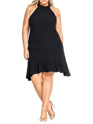 City Chic Plus Ruffled Asymmetrical A-line Dress