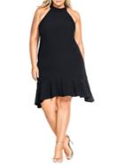 City Chic Plus Ruffled Asymmetrical A-line Dress
