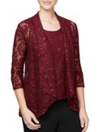 Alex Evenings Plus Two-piece Lace Jacket And Camisole Set