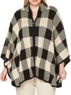 Rafaella Plus Plaid Zip-front Poncho