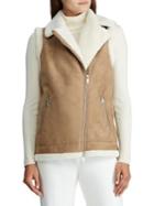 Lauren Ralph Lauren Faux Shearling-trim Full-zip Vest