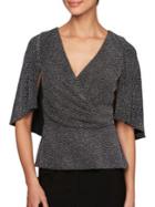 Alex Evenings Printed Capelet-sleeve Blouse