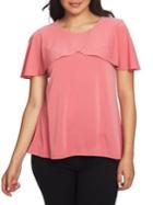 Chaus Graceful Blooms Layered Ruffle Crepe Top