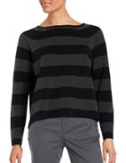 Eileen Fisher Petite Striped Boatneck Pullover