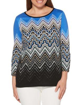 Rafaella Three Quarter Pattern Top