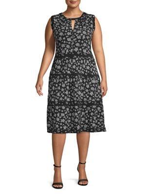 Michael Kors Plus Wildflower Fit-&-flare Dress
