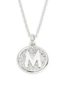 Swarovski Clear Pave Crystal Medallion Letter M Pendant Necklace