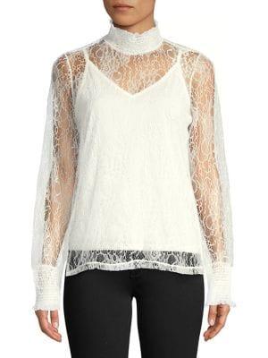 Vero Moda Embroidered Sheer Lace Top