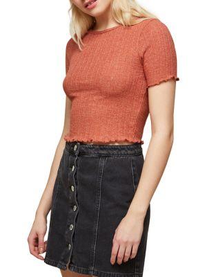 Miss Selfridge Lettuce Ribbed Tee