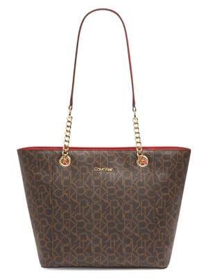 Calvin Klein Hayden Signature Monogram Faux Leather Tote