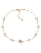 Carolee Glass Stone And Pave Pearl Necklace