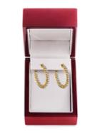 Lord & Taylor 14k Yellow Gold And Diamond Hoop Earrings