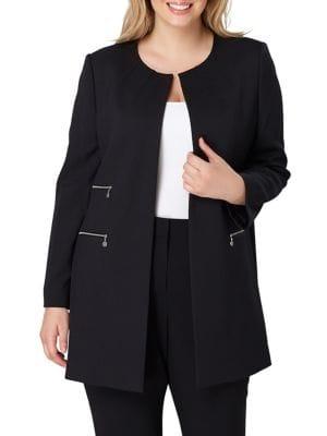 Tahari Arthur S. Levine Plus Zippered Topper Jacket