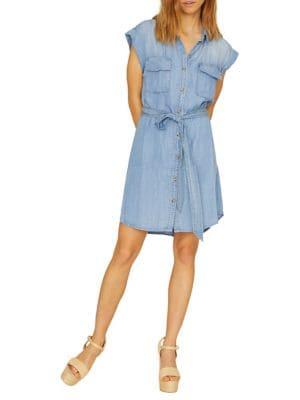 Sanctuary Dusty Cap-sleeve Denim Button-front Dress