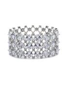 Carolee Social Soiree Silver And Crystal Hinged Cuff Bracelet
