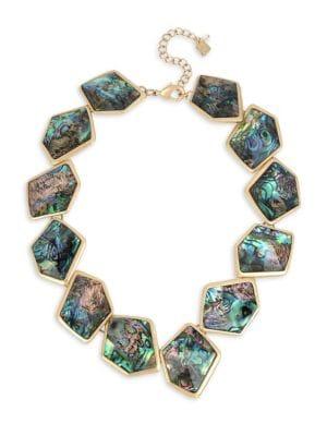 Robert Lee Morris Collection Geometric Abalone Stone Collar Necklace