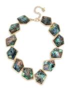 Robert Lee Morris Collection Geometric Abalone Stone Collar Necklace