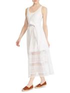 Lauren Ralph Lauren Petite Lace-trim Poplin Sleeveless Dress