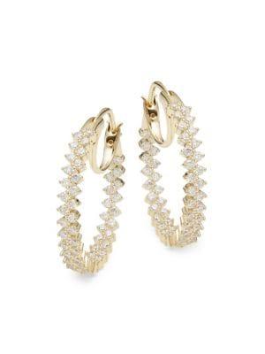 Nadri Goldtone & Crystal Hoop Earrings
