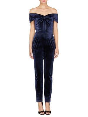 Adelyn Rae Liv Off-shoulder Velvet Jumpsuit