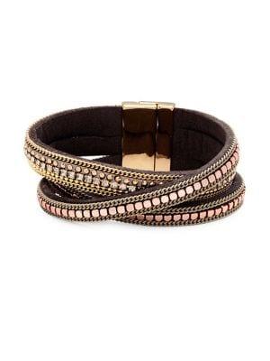 Design Lab Embellished Goldtone Overlapping Bracelet