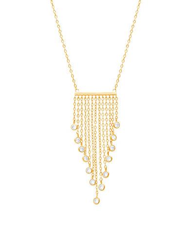 Lord & Taylor Cubic Zirconia 18k Gold Fringe Necklace