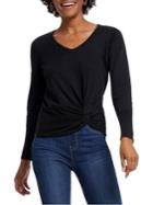 Nic+zoe Twist-front Cotton-blend Top