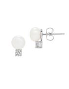 Lord & Taylor 7-7.5mm White Pearl, Diamond And Sterling Silver Stud Earrings