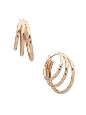 Lauren Ralph Lauren Goldtone Multi-row Hoop Earrings