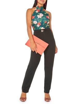 Dorothy Perkins Tropical Halter Belted Jumpsuit