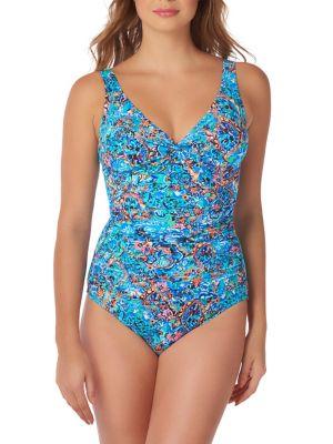 Shape Solver Beach Bound One-piece Twist Printed Swimsuit