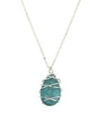Robert Lee Morris Soho Turks & Beads Silvertone And Turquoise Wire Wrapped Pendant Long Necklace