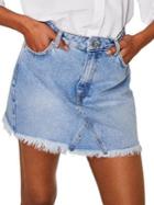 Mango Frayed Hem Denim Mini Skirt