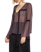 Bcbgeneration Birchy Stripes Peasant Bell Sleeve Top