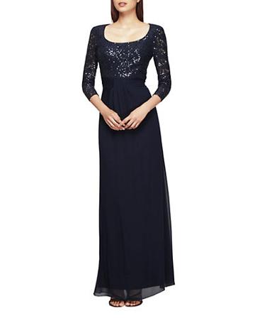 Kay Unger Sequined Chiffon Gown