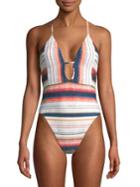 Lucky Brand Sonora Serape One-piece Plunge Swimsuit
