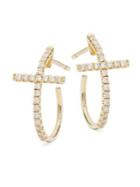 Lord & Taylor 14k Yellow Gold And Diamond Cross Earrings