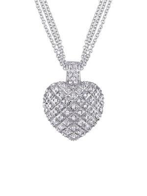 Sonatina Sterling Silver & 1 Tcw Diamond Heart Triple Chain Necklace