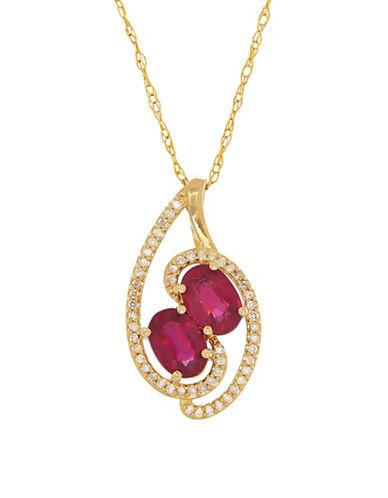 Lord & Taylor Diamonds, Ruby And 14k Yellow Gold Pendant Necklace
