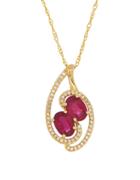 Lord & Taylor Diamonds, Ruby And 14k Yellow Gold Pendant Necklace