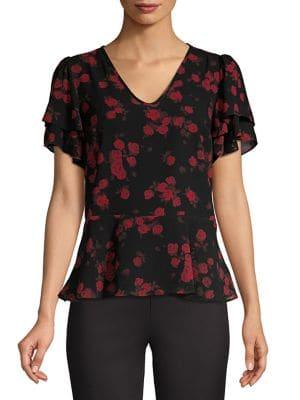 Michael Michael Kors Petite Floral Peplum Top