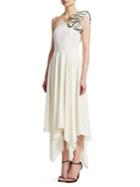 Halston Heritage One Shoulder Ruffle Dress