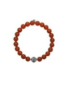 Lord & Taylor Red Agate Oxidized Sterling Silver Beaded Bracelet