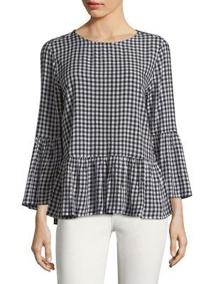 Beach Lunch Lounge Ruffle Trim Bell Sleeve Top