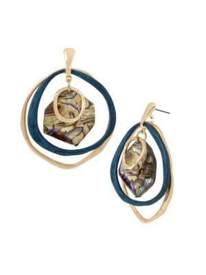 Robert Lee Morris Collection Geometric Abalone Stone Orbital Earrings
