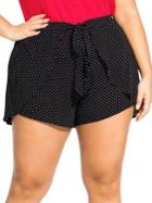 City Chic Plus Pin Spot Tie-front Shorts