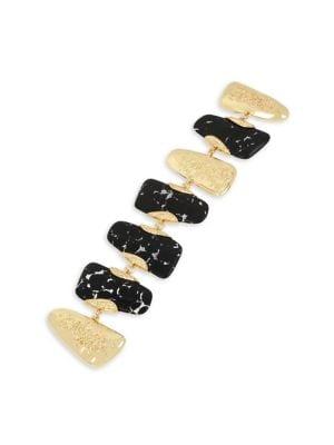 H Halston Black Marble Geometric Stone Bracelet