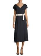 Weekend Max Mara Short Sleeve Belted Midi Dress